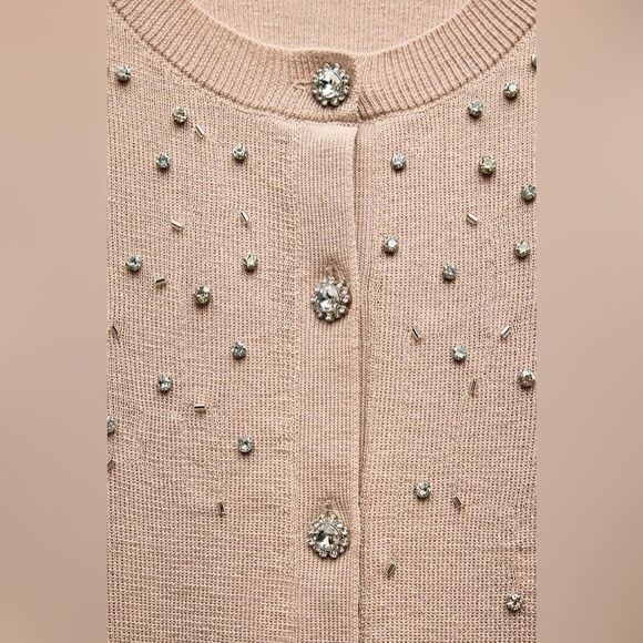 ZARA JEWEL BEADED KNIT CARDIGAN - Picture 6 of 7